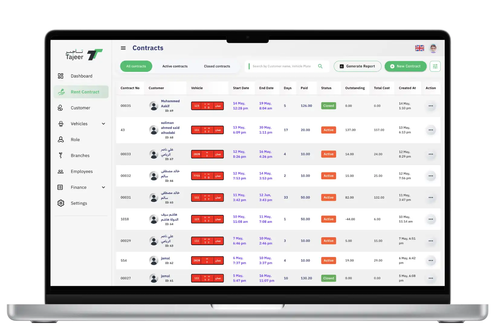 Tajeer – Car Rental Management System — mobile or web app project by Mughees Butt